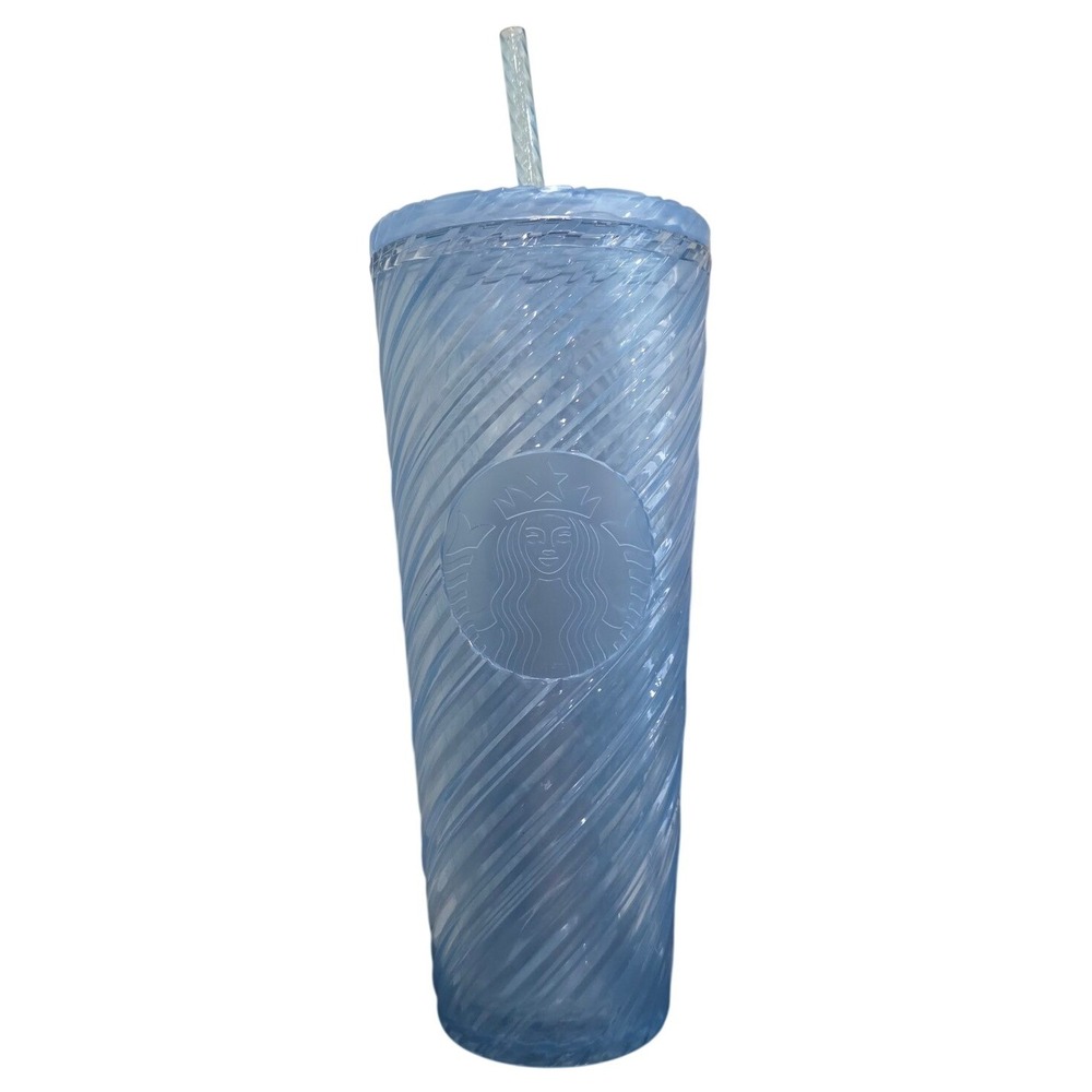 Starbucks Light Blue Iridescent Swirl Venti 24oz Cold Cup Tumbler Siren Logo NEW
